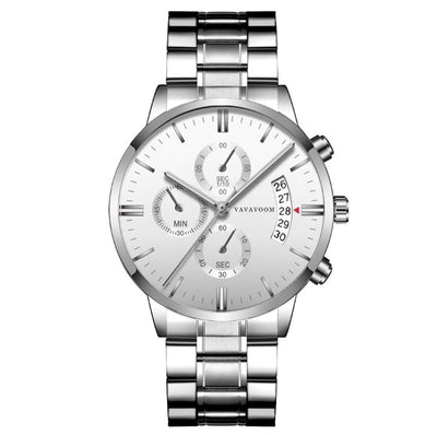 Men''s Stainless Steel Watches with Business Leisure Calendar Quartz Watches