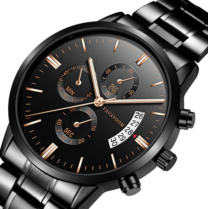 Men''s Stainless Steel Watches with Business Leisure Calendar Quartz Watches