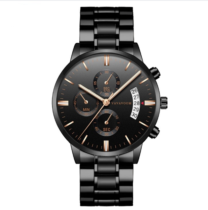 Men''s Stainless Steel Watches with Business Leisure Calendar Quartz Watches