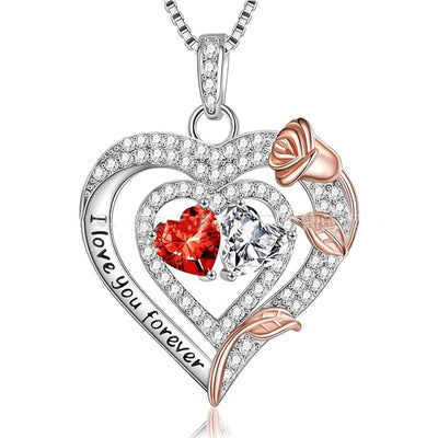 European And American Heart Of Eternity S925 Sterling Silver Double-layer Necklace For Women
