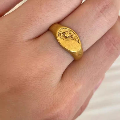 Ethnic Style Fashion All-matching Special-interest Design Simple Yellow Gold Ring