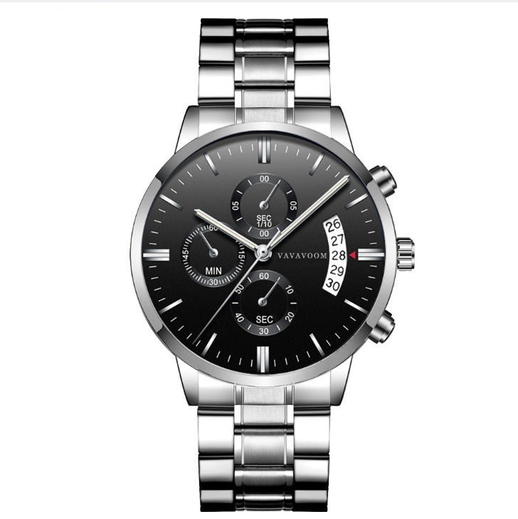 Men''s Stainless Steel Watches with Business Leisure Calendar Quartz Watches