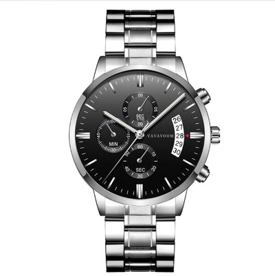 Men''s Stainless Steel Watches with Business Leisure Calendar Quartz Watches