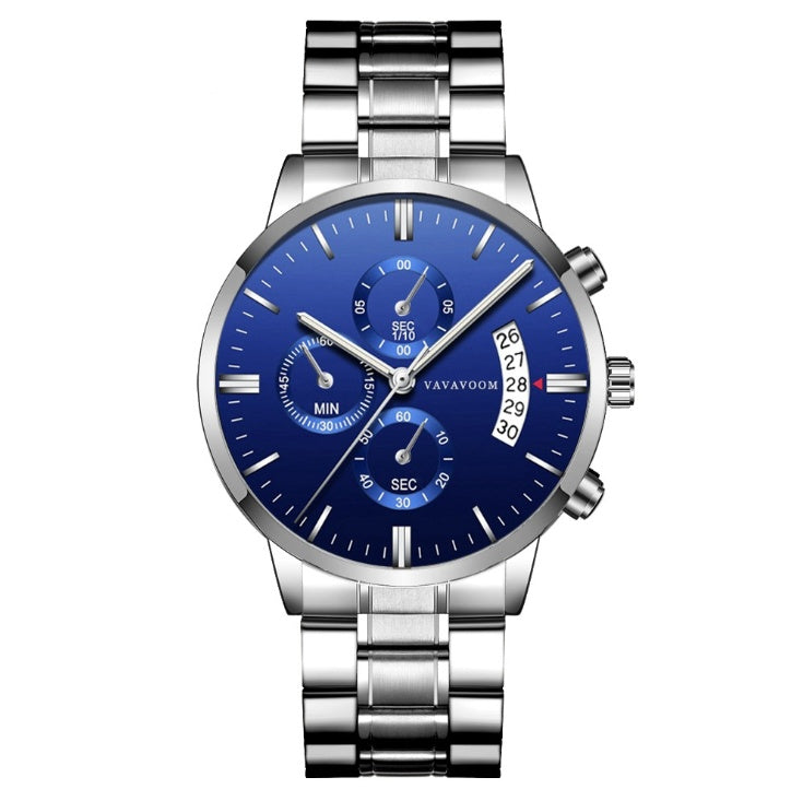 Men''s Stainless Steel Watches with Business Leisure Calendar Quartz Watches