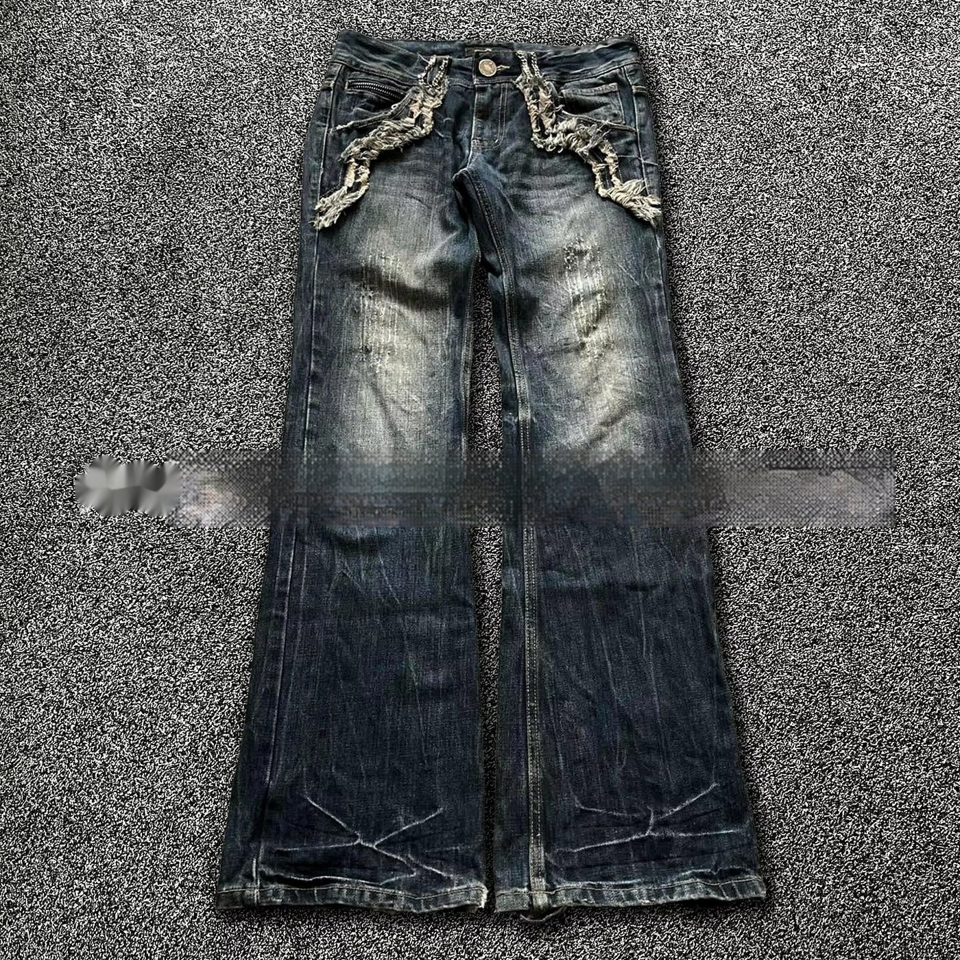 Spring And Autumn Washed Old Embroidered Jeans All-matching Flared Pants
