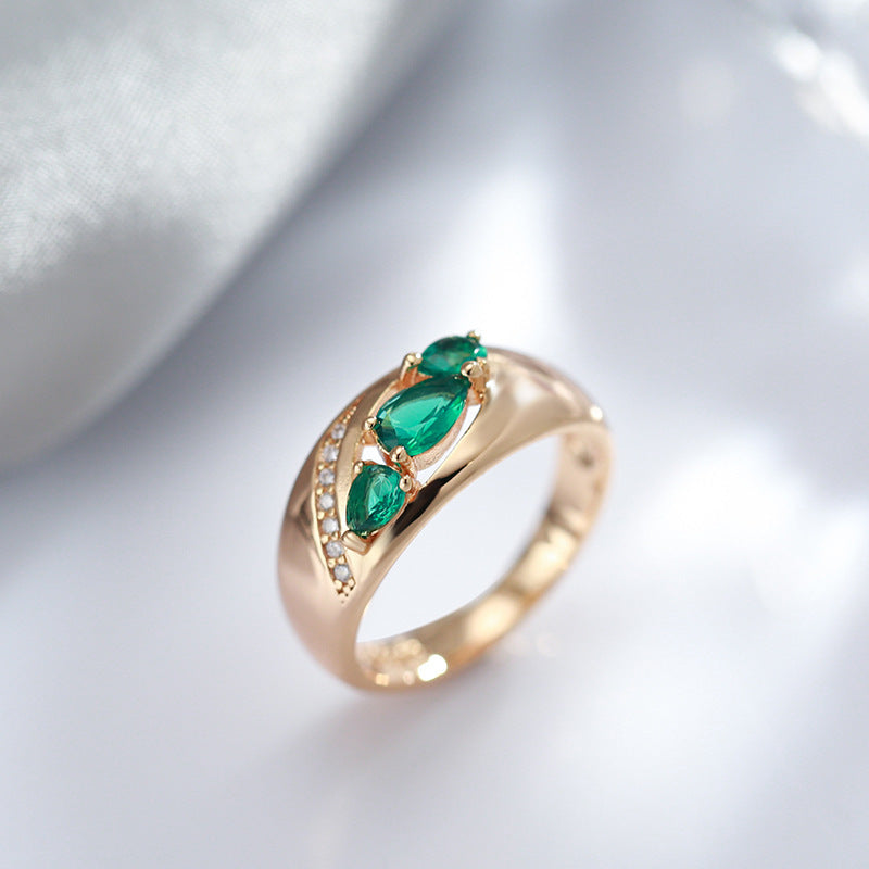 Rose Gold Green Zircon Simple Women's Ring