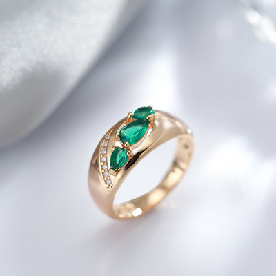 Rose Gold Green Zircon Simple Women's Ring
