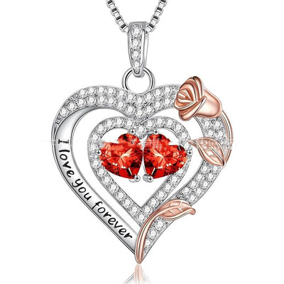 European And American Heart Of Eternity S925 Sterling Silver Double-layer Necklace For Women
