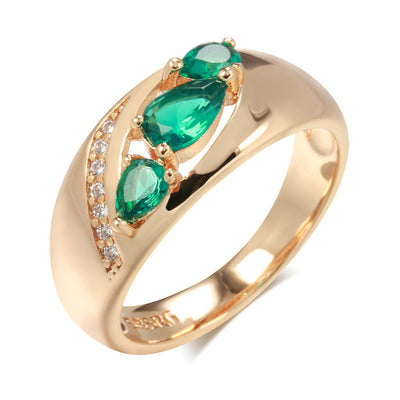 Rose Gold Green Zircon Simple Women's Ring