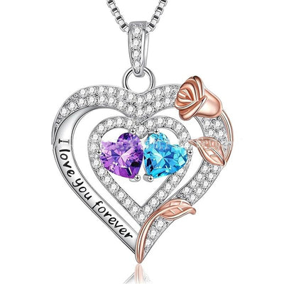 European And American Heart Of Eternity S925 Sterling Silver Double-layer Necklace For Women