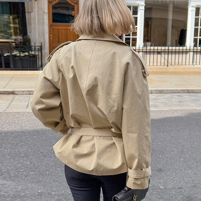 Women's Long-sleeved Lapel Lace-up Waist-controlled Mid-length Trench Coat