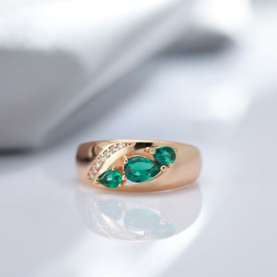 Rose Gold Green Zircon Simple Women's Ring