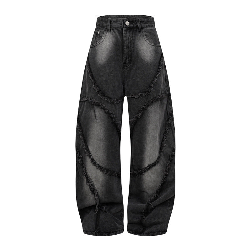 Heavy Industry Washed Old Straight Loose Wide-leg Draggle-tail Trousers
