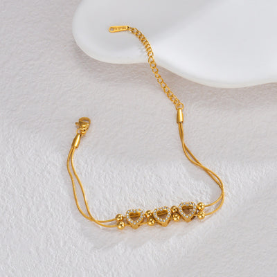 Stainless Steel 18K Gold Love Diamond Bracelet