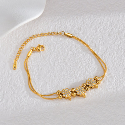 Stainless Steel 18K Gold Love Diamond Bracelet