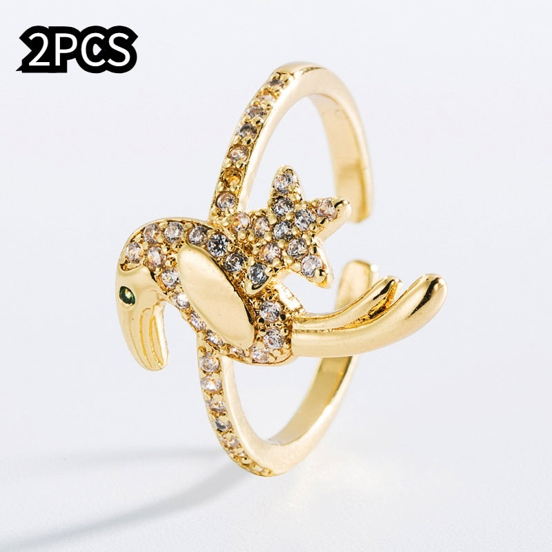 Popular Heart-shaped Bird Shape Open Ring