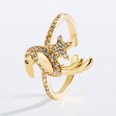Popular Heart-shaped Bird Shape Open Ring