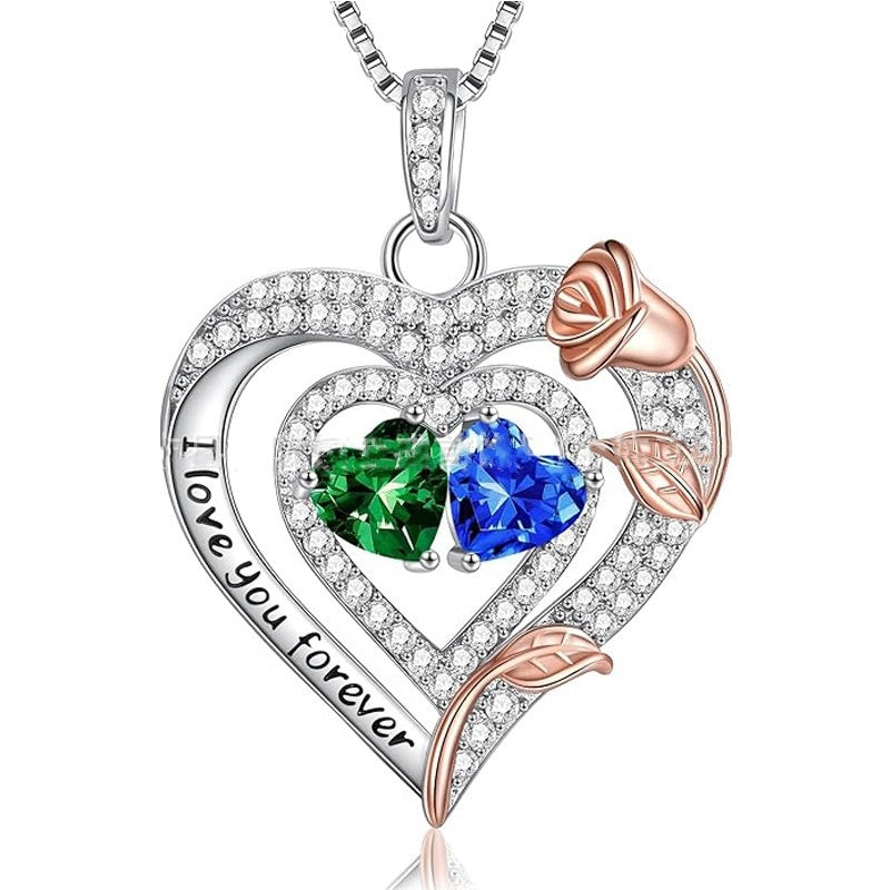 European And American Heart Of Eternity S925 Sterling Silver Double-layer Necklace For Women