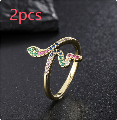 Zircon Winding Vintage Snake-shaped Open Ring