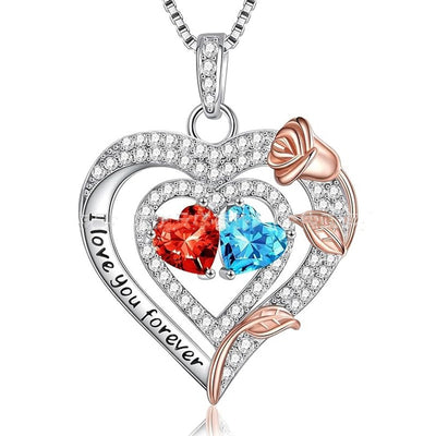 European And American Heart Of Eternity S925 Sterling Silver Double-layer Necklace For Women