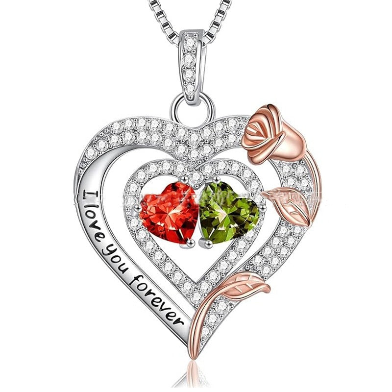 European And American Heart Of Eternity S925 Sterling Silver Double-layer Necklace For Women