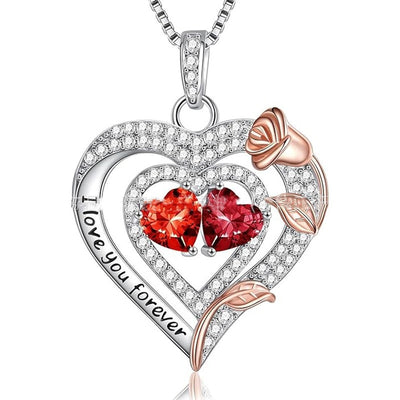 European And American Heart Of Eternity S925 Sterling Silver Double-layer Necklace For Women